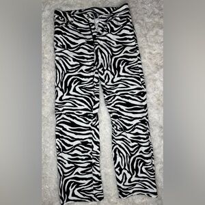 H&M Black and White Zebra Print Flare Jeans